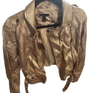 Material Girl Shimmering Rose Gold Leather Jacket